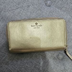 Kate Spade Metallic Gold Zip Wallet